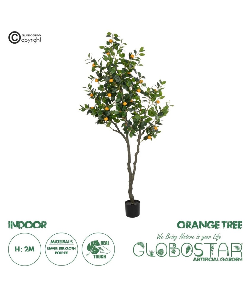 GloboStar® Artificial Garden ORANGE TREE 21110 Τεχνητό Διακοσμητικό Δέντρο Πορτοκαλιά Μ110 x Π80 x Υ200cm